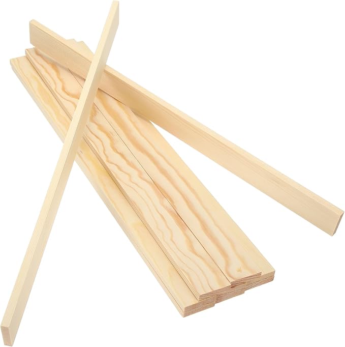 MECCANIXITY 10Pcs Wood Strips Slats, 1/4" x 1‑1/4" x 16" Thin Wood Sticks Flat