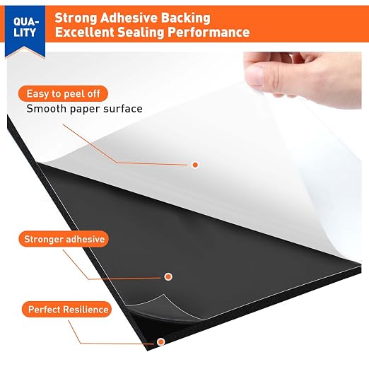MAGZO 4Pcs Adhesive Foam Padding 1/2 in Thick X 12 in X 8 in | Closed Cell