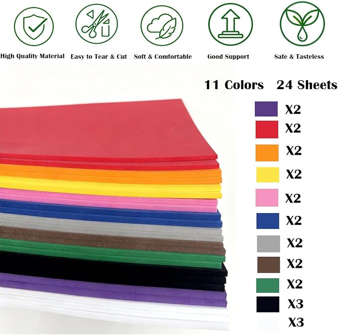 BLOSSIONA 24pcs 3mm Embroidery Foam
