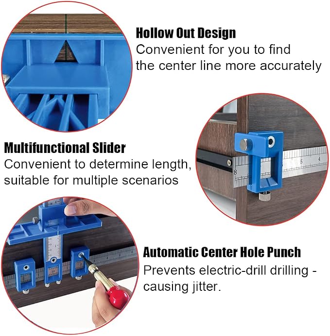 King&Charles Cabinet Hardware Jig & Automatic Center Punch Set. | Avoid Jitter