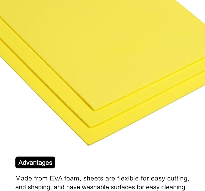 MECCANIXITY EVA Foam Sheets Yellow 7.6 Inch x 5.9 Inch 2mm Thickness