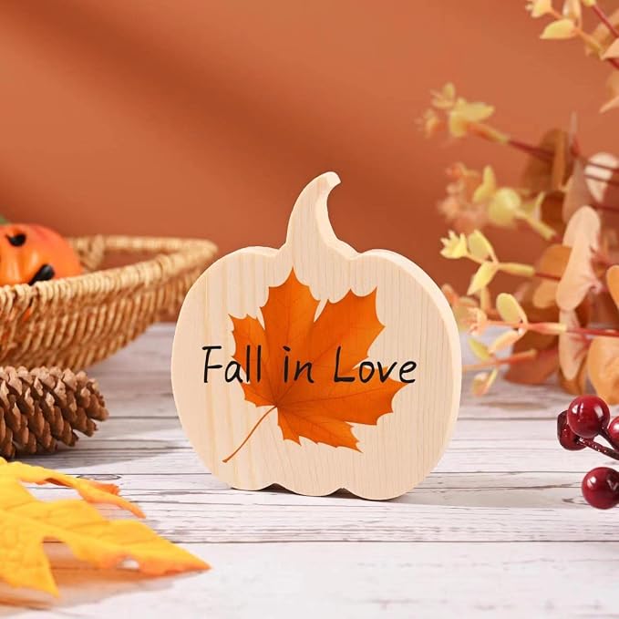 9 Pieces Fall Pumpkin Wooden Cutouts Thicken Thanksgiving Wood Signs Unfinished