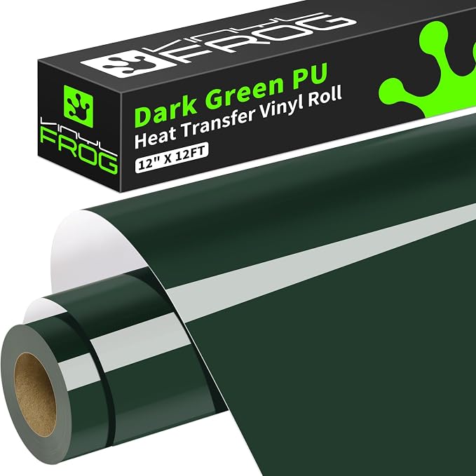 VINYL FROG Dark Green Heat Transfer Vinyl Roll 12" x12ft Matte HTV Vinyl | Dark