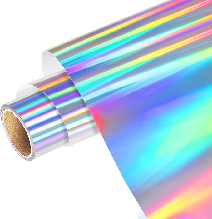 WRAPXPERT Holographic Vinyl, Rainbow Silver Adhesvie Roll