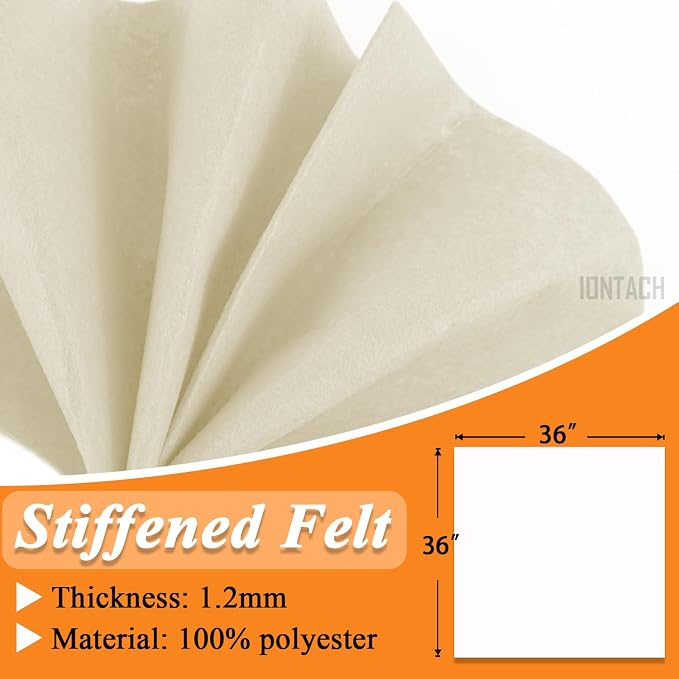 IONTACH 36" X 36" Ivory Stiff Felt Fabric 1.2mm Thick | Felt Sheet