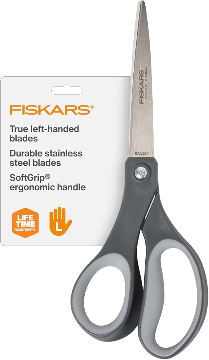 Fiskars 8" Left-Handed Titanium All Purpose Scissors
