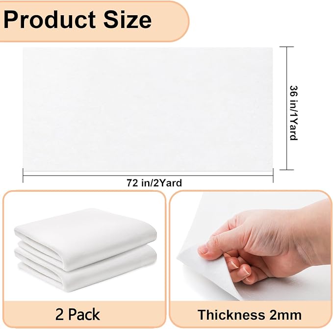 YOUEON 2 Pcs Large White Felt Fabric