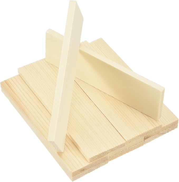 MECCANIXITY 10Pcs Wood Strips Slats, 3/16" x 1‑1/4" x 4" Thin Wood Sticks Flat