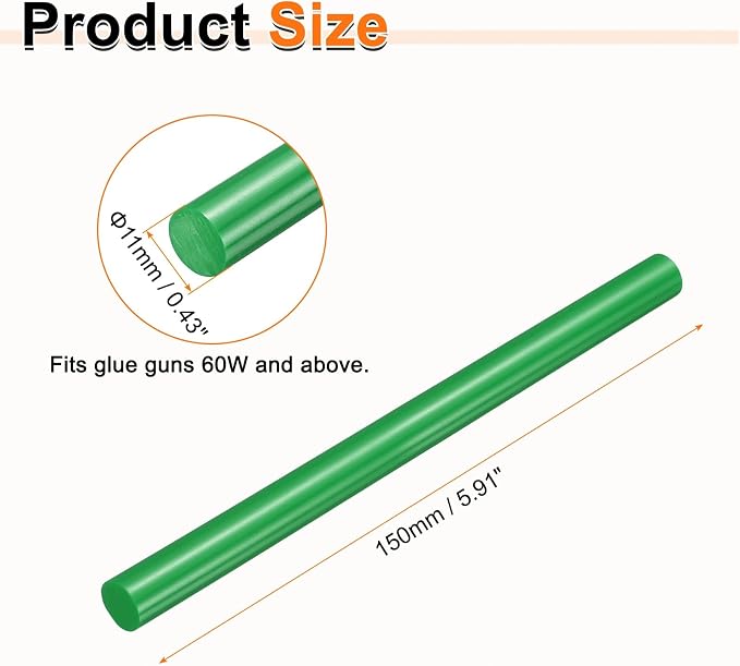 HARFINGTON 10pcs Hot Glue Sticks 0.43" Dia x 5.91" Long EVA Mini Hot Melt