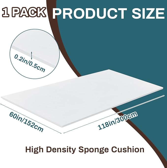 Frienda 1 Pack 118" x 60" x 0.2"Upholstery High Density Craft Sheets Cushion