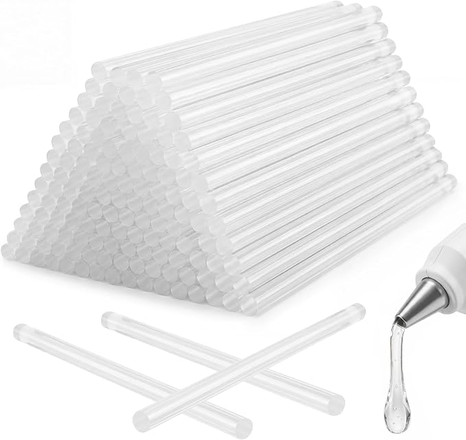 KISEER 100 Pack Clear 0.43 x 8 Inch Full Size Hot Glue Sticks Universal Fit