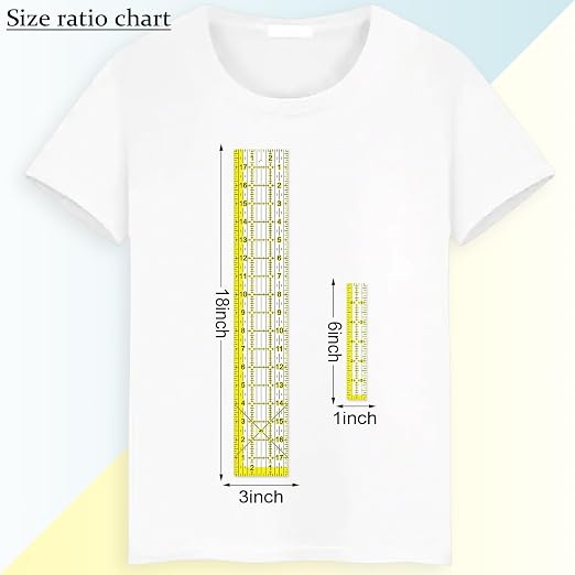 Acrylic Ruler 7 Piece Set, Non Slip Rings 50 Pieces, Quilting Rulers