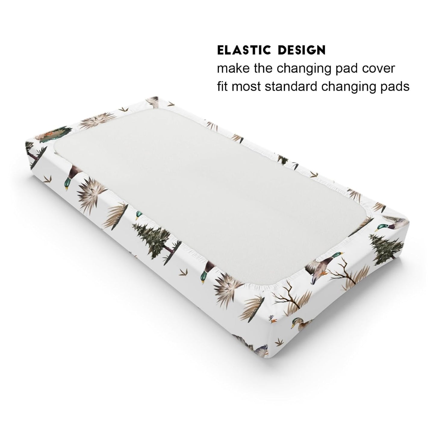 Mallard Duck Changing Pad Covers Duck Hunting Reeds Trees Diaper Changing Pad Covers Sheets for Girls Boys Soft Breathable Stretch Fitted Change Table Pad Mats Covers 32''x16''