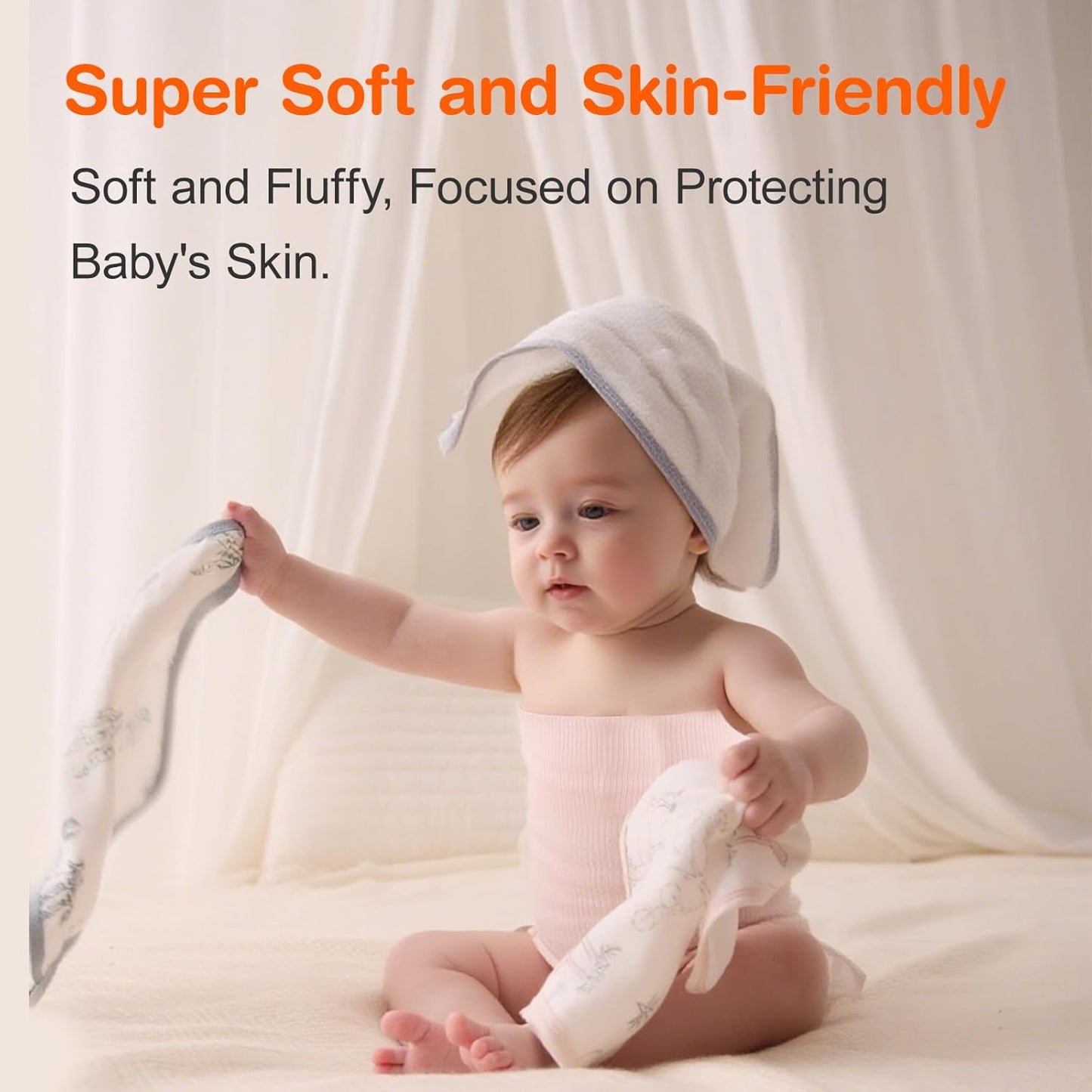 Baby Washcloths, Soft Burp Cloths, Absorbent Baby Bath Towels-4 Layer Design-Reusable Baby Wipes Newborn Bath Face Towel for Delicate Skin, Wash Cloths for Shower and Baby Essentials - 3 Pack