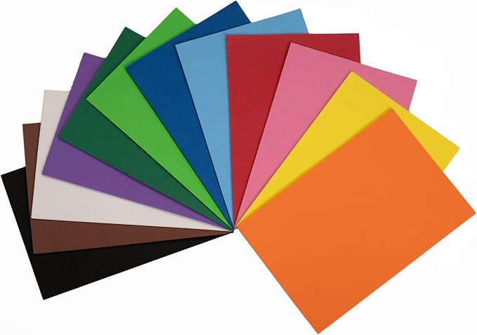 Eva Foam Sheets, 12 Assorted Colors, 2mm Thick, 6 x 9 Inch, Handicraft Foam