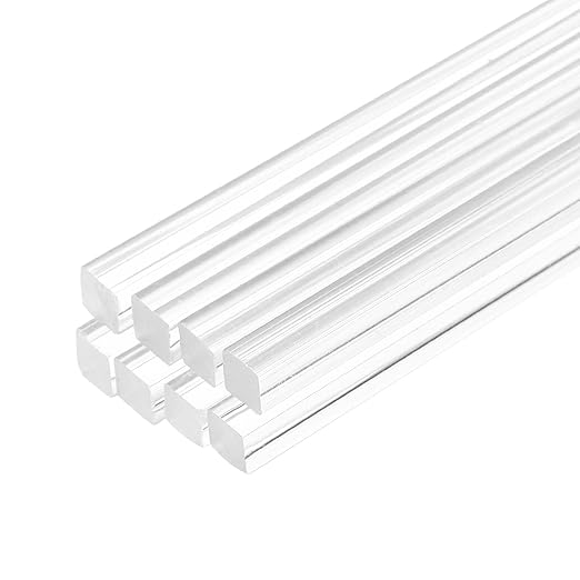 MECCANIXITY 8pcs Acrylic Square Rods 1/2" x 10" Clear Acrylic Dowel Rods Sticks