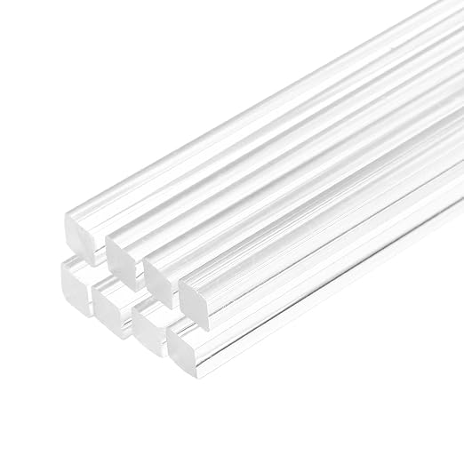 MECCANIXITY 8pcs Acrylic Square Rods 3/8" x 10" Clear Acrylic Dowel Rods Sticks