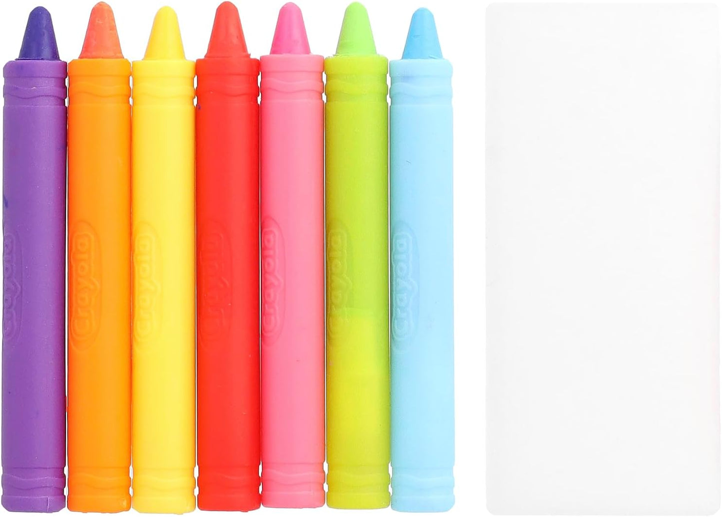 Crayola Bathtub Crayons 7 Pack + Eraser, Washable Tub Coloring Kit & Easy Cleanup Eraser, Firefly Red, Sky Blue & More Favorites, Gift for Creative Kids