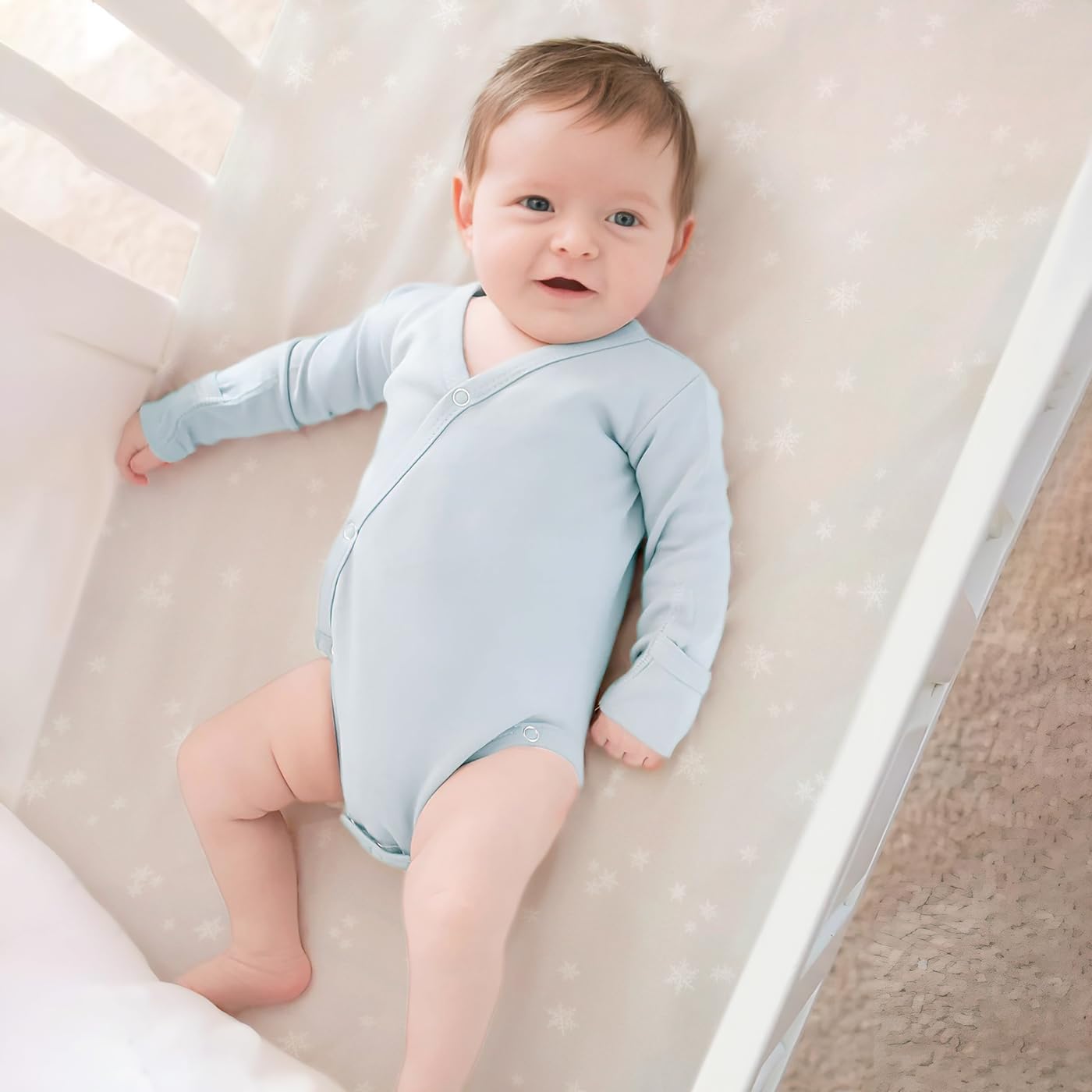 Stretchy Ultra Soft Jersey Knit Pack and Play Sheets Set 3 Pack, Portable/Mini Crib Sheets for Boys and Girls, Universal Fit for Pack N Plays Safe and Snug, Cute Watercolor Cows and Birds Print