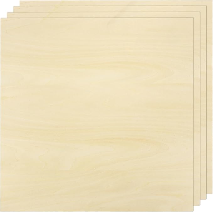 MECCANIXITY 4pcs Basswood Sheet 12" x 12" x 1/16" Thin Unfinished Wood Plywood