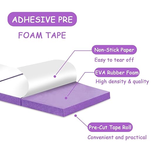Double Sided Foam Tape Pre Cut 3/4 X 1/2 Inch EVA Foam Adhesive Squares Roll