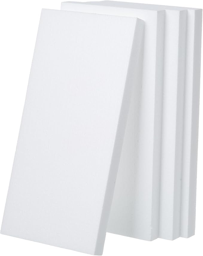 Crafare 4 Pack Craft Foam Blocks 14X7X1in Polystyrene Brick Rectangle