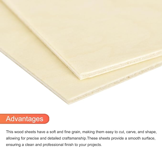 MECCANIXITY 3pcs Basswood Sheets 12 x 8 x 1/16 Inch Unfinished Wood Boards