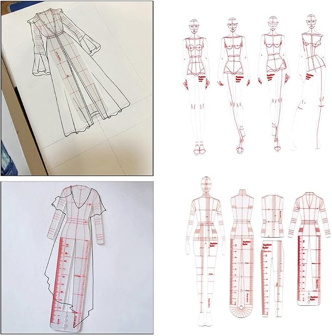 DYNWAVE 8 Pcs French Curve Template Ruler Set, Sewing Humanoid Patterns Design