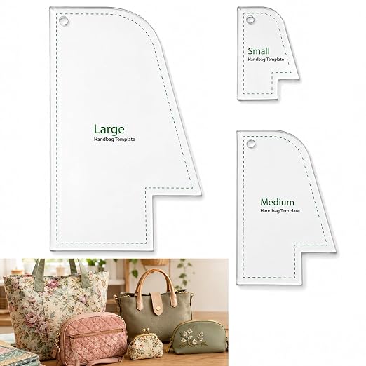 Set of 3 Purse Bag Pattern Template, 3 Versatile Sizes Clear Handbag Stencils