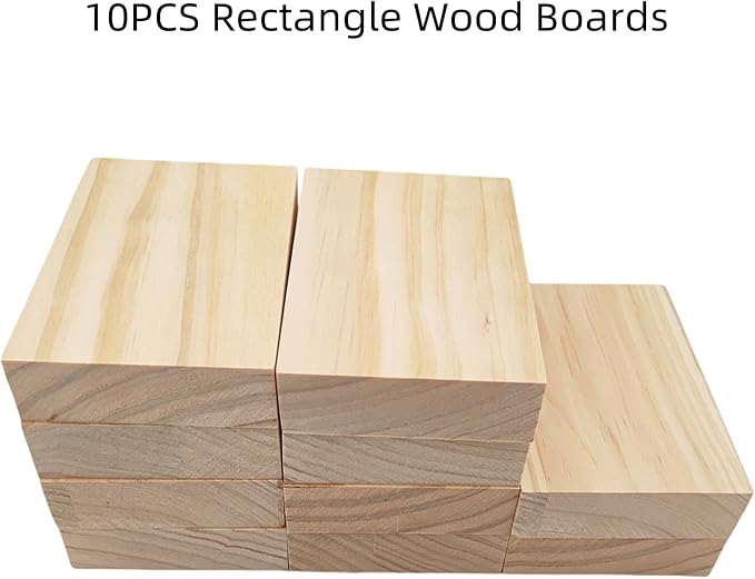 10PCS Rectangle Wood Boards Unfinished Wood Blocks