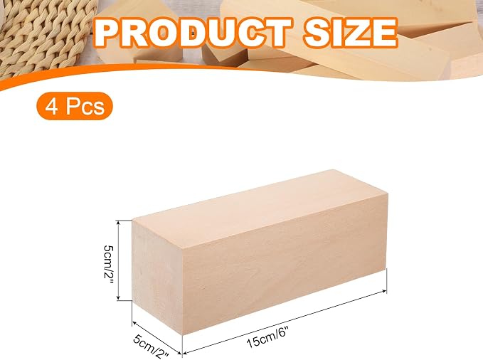 MECCANIXITY 4Pcs Basswood Carving Block, Arts Decoration, Crafts Whittling