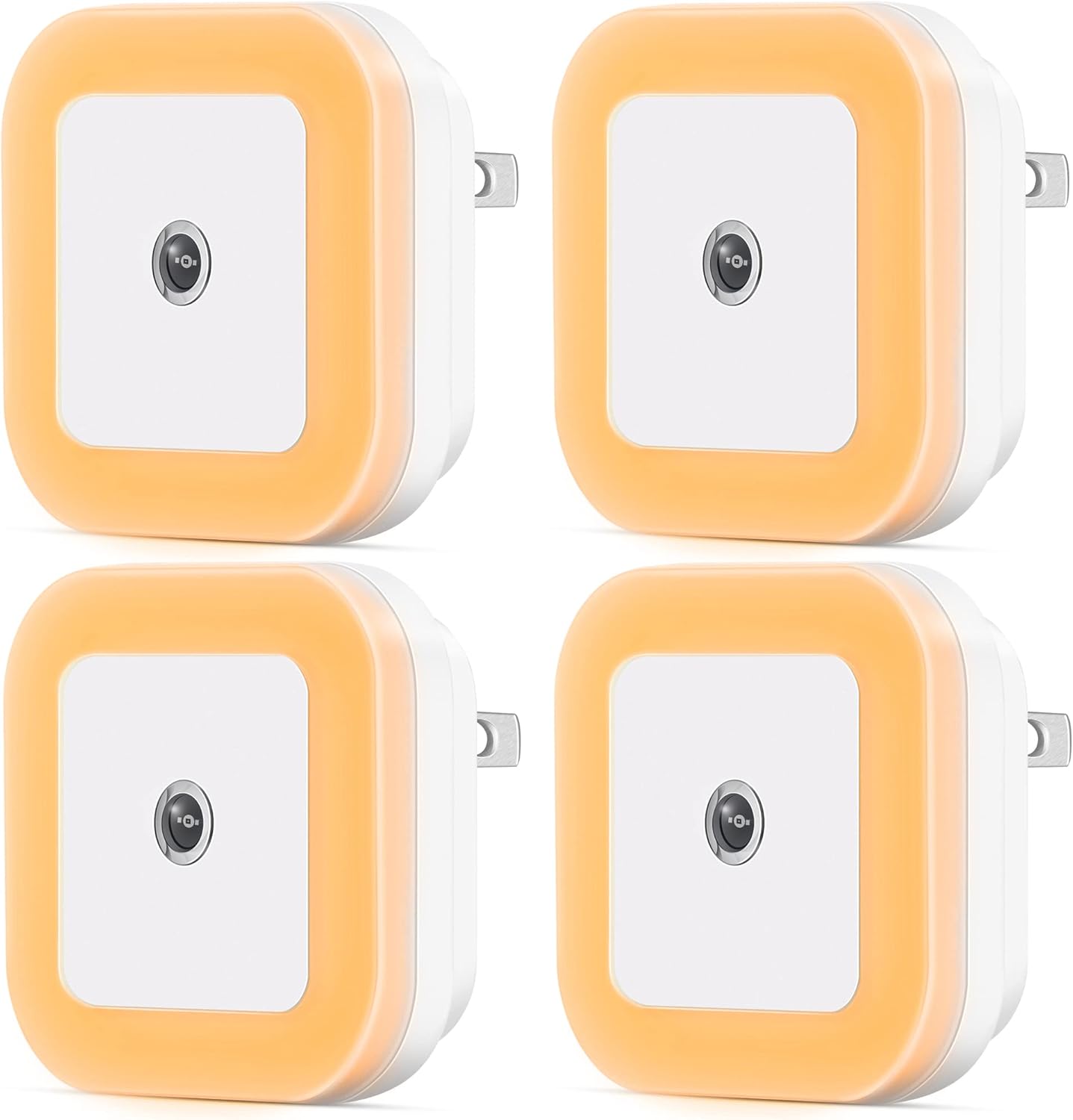 Dimmable LED Night Light with Dusk-to-Dawn Sensor for Nursery, Kids Room, Bedroom, Hallway, Stairs, Bathroom, Kitchen, Warm White, Pack of 4