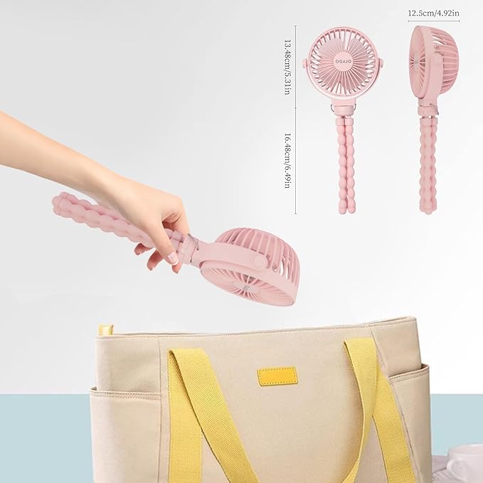 Portable Stroller Fan Personal rechargeable USB Fans With 5200mAh 3 Speeds Battery Small Baby Car Seat Mini Handheld Clip On Fan for Pram Crib Bike Treadmill Outdoor Camping Travel and Student Desk