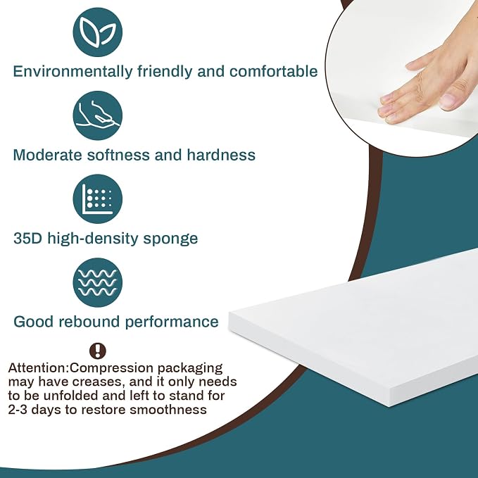 Frienda 1 Pack 144" x 24" x 1" Upholstery High Density Craft Sheets Cushion