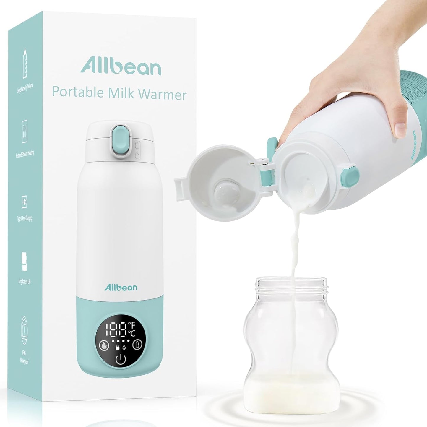 Portable Bottle Warmer -Dual Heating Modes for Breast Milk & Water, Milk Warmer for Baby with Fast Heating,17 Ounces Capacity Suitable for Baby Outdoor, Car, and Airplane Travel Bottle Warmer