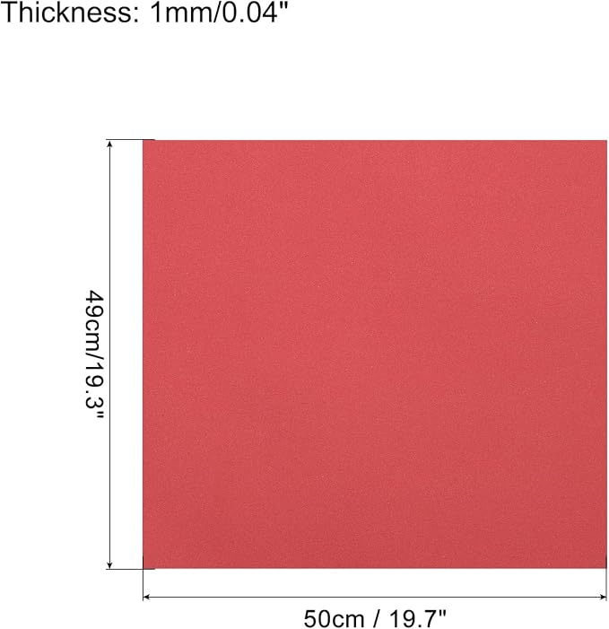 MECCANIXITY EVA Foam Sheets Bright Red 19.7 Inch x 19.3 Inch 1mm Thick Crafts