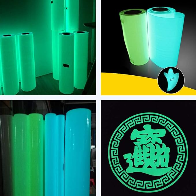 guangyintong Glow in The Dark Heat Transfer Vinyl Rolls, PU Elastic HTV Vinyl