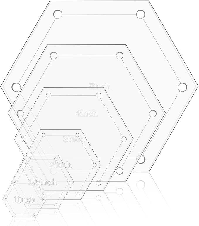 6 PCS Hexagon Templates Quilting 1", Acrylic Quilting Templates