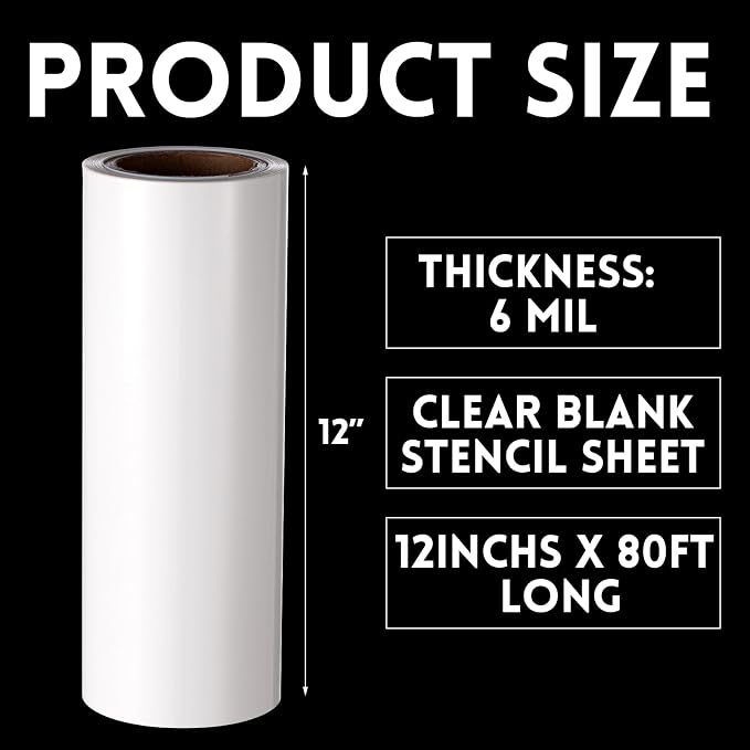 Frienda 12 Inches x 80 ft 6 Mil Rolls Blank Stencil Sheets Acetate Sheets Clear