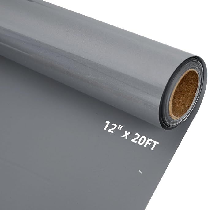 guangyintong Reflective Dark Grey Heat Transfer Vinyl HTV Rolls, Dark Grey HTV