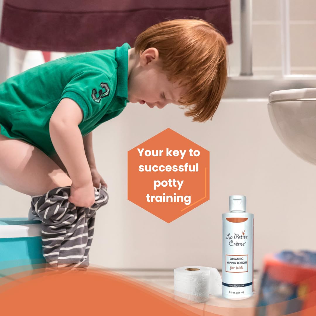 La Petite Creme French Premium Liniment Wiping Lotion for Kids (8 oz) - Potty Training Solution - Skin Cleanser & Moisturizer - Girls and Boys - USDA Certified Organic and EWG Verified