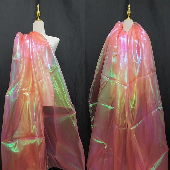 Orange Red Iridescent Organza Fabric