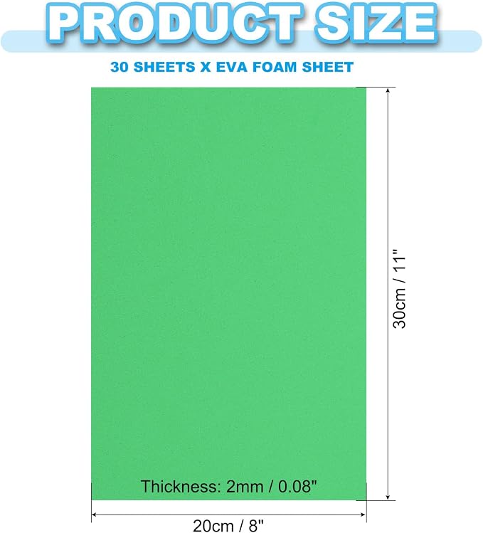 PATIKIL 30 Pack EVA Foam Sheets, Light Green