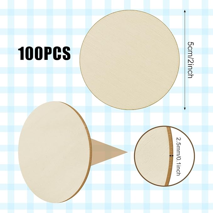 100 Pieces Unfinished Wood Circle