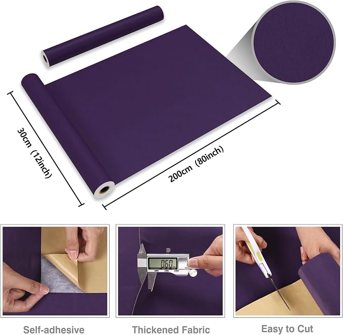 CRE8TIVE Purple Wallpaper Peel and Stick Velvet Drawer Liner