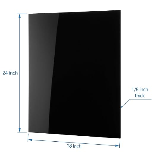 KAITELA Black Acrylic Sheet 18" x 24" Cast Plexiglass Panel 1/8" Thick Plastic