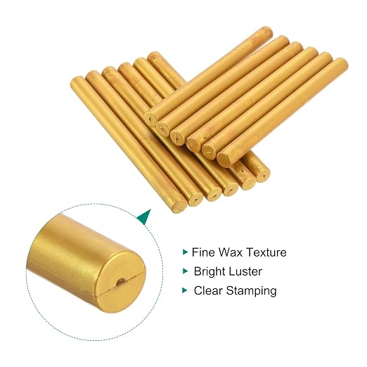 MECCANIXITY 12 Pcs Gold Cylinder Sealing Wax Stick Glue Gun Wax Seal Rod Craft