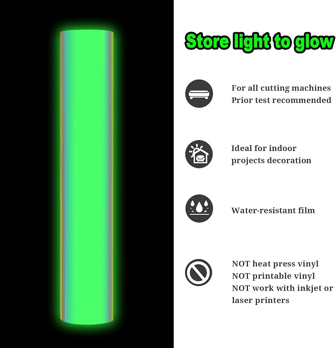 TECKWRAP Glow in the Dark Vinyl Permanent Chrome Vinyl, Opal White to Green