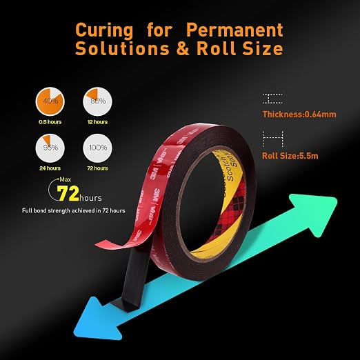 3M Double Sided Tape, Heavy Duty, 2” x 18Ft, Waterproof Foam Mounting Tape