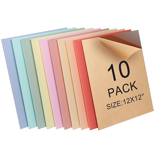 Macaron Pastel Acrylic Sheets 12x12-10 Pcs 1/8 Inch Thick, Dual Finish Matte &